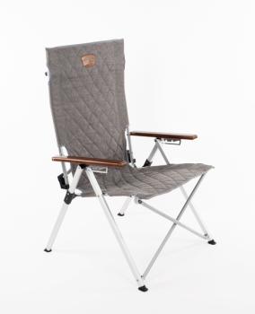 Faltstuhl JOPLIN Deluxe, gepolstert, grau meliert, Holzarmlehne